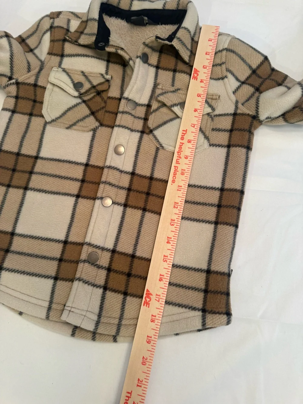Eddie Bauer Cream, Brown & Black Plaid Sherpa-Lined Shirt Jacket
